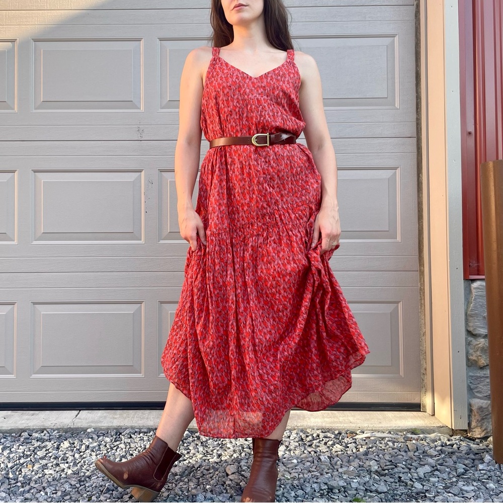 Joie 100% Cotton Bohemian Maxi Summer Sun Tank Dress Large - Picture 2 of 13